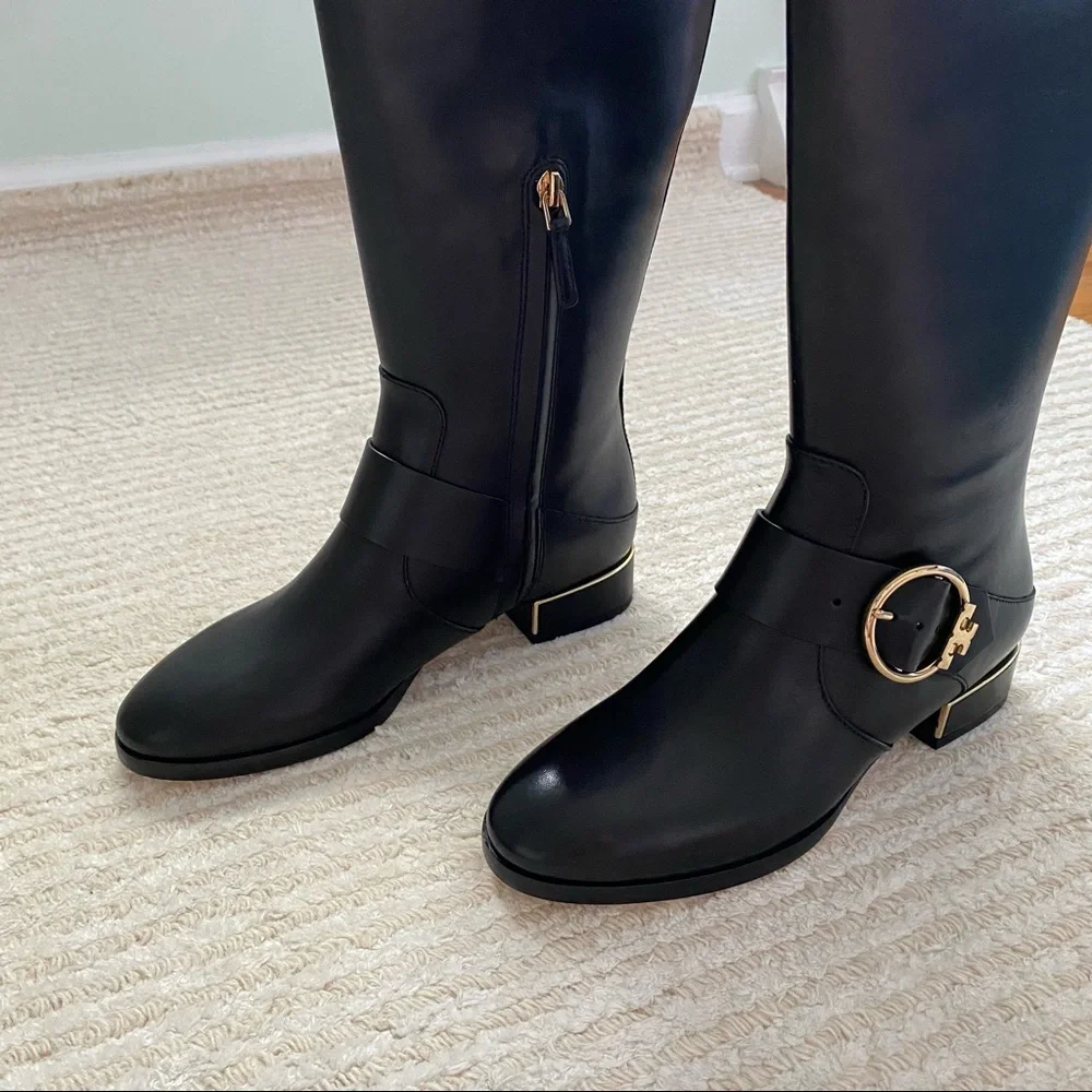 NWT Tory Burch Sofia black leather riding boots